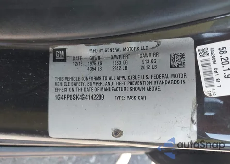 2016 Buick Verano from USA, damaged, VIN 1G4PP5SK4G4142209